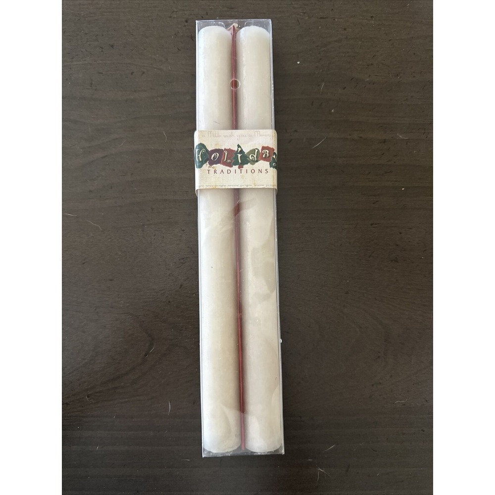 Vintage Holiday Traditions White Dinner Candles Set of‎ 2 White